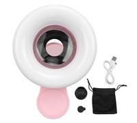 pour 15x, pour l'objectif macro, 2 en 1 lentilles de caméra HD avec lumière flash à linde, pour les selfies pour smartphone et la lumière de remplissage en direct (Rose)