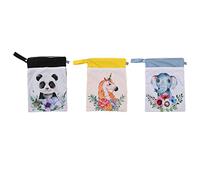 Pour 3 pcs, pour un motif d'animaux de dessin animé, un sac sec humide, un lavable imperméable portable réutilisable, pour le stockage des couches en tissu pour bébé