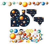 Pour 30 personnes | Lot complet de fête | Fournitures de fête sur le thème de l'espace | Assiettes en carton de 22,9 cm | Assiettes à dessert en carton de 17,8 cm | Gobelets de 255,1 g | Serviettes 3