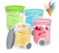 Pour 4 récipients Ninja Creami Récipients à glace de 480 ml pour machine à crème glacée Creami NC700 NC701, Avec couvercle,Passe au lave-vaisselle,Sans BPA,Accessoires pour sorbetière Ninja (4PCS)