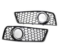 Pour A3 8P 2009-2013 Grilles Voiture Antibrouillard Lampe Calandre Couverture Nid D'abeille Maille Grille Avant Pare-chocs Couvre Grilles Radiateur Pare-chocs Voiture(Chrome Silver)