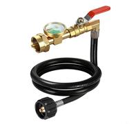 Pour adaptateur de réservoir de propane idéal, connecteur de recharge en laiton avec manomètre, montage de tuyau de gaz de camping, construction en laiton robuste, surveillance de la pression