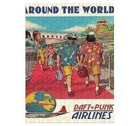 pour Adulte, 1000 Pièces Puzzle en Bois, Daft Punk Autour du Monde Musique Rétro Picture75*50cm
