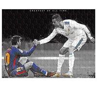 pour Adulte, 1000 Pièces Puzzle en Bois, Lionel Messi, Cristiano Ronaldo Affiche Football Sports Photos 75 * 50 cm