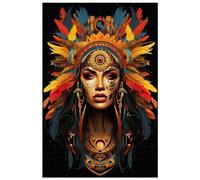 pour Adulte, Puzzle en Bois de 1000 pièces, Car Le Visage est décoré de Plumes, Portez des coiffes Exotiques, ressentez Le Street Art (a ; 1000)
