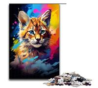 pour Adultes 1000 bébés Lynx entourés d'éclaboussures De Nombreux Puzzles colorés pour Cadeaux de Noël en Bois 75 x 50 cm