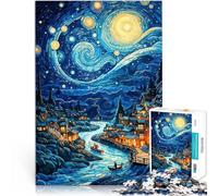 pour Adultes 1000 pièces La Nuit étoilée de Van Gogh Fait de Papier，pour Les 14 Ans et Plus Améliorer la mémoire Cadeau Amusant。Taille：26x38cm/10.24x14.96pouce