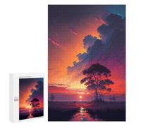Pour adultes, 1000 pièces, puzzle Tree by The River Sunset Puzzles pour adultes, jouet anti-stress, difficile, difficile, difficile, amusant pour la maison, 1000 pièces