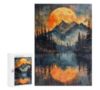 pour Adultes 300 PCS Orange Sun Misty Mountains Puzzle pour Adultes Jeu Familial Coupe De Précision Anniversaire Et Noël 300 PCS