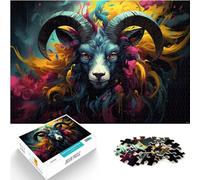 pour Adultes Puzzle 1000 pièces Jeux éducatifs，Bélier de Couleur psychédélique，pour Adultes et Enfants âgés de 12 Ans et Plus Puzzles en Bois，Puzzle aux Motifs colorés，Taille ：50x75 cm