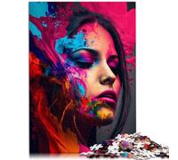 pour Adultes Puzzle de 1000 pièces Cadeaux，Portrait de Femme coloré，pour Adultes et Enfants de 12 Ans et Plus，Puzzle en Bois，Jouet éducatif intellectuel de décompression，Taille ：50 x 75 cm