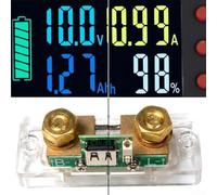 pour affichage Capacité Ah pour précis avec Mémoire Intégrée(Color screen) | Shunt pour cuivre pur, détection bidirectionnelle, boîtier ABS résistant, interface USB pour facile, mesure pour temps réel