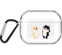 Pour AirPods Pro Cas d'écouteurs cartoon Coque d'écouteurs claire avec crochet métallique Couverture de protection complète 15 chats