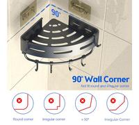 pour Alliage d'aluminium, pour Une Douche d'angle, Mur à 3 Niveaux, adhésif sans Espace de Forage avec des Crochets, pour la Cuisine de Toilette de Salle de Bain