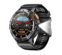 Pour Android Ios Nouvelle Montre Intelligente Amoled Hommes Avec Lampe De Poche Sport Étanche Fitness Tracker Bluetooth Appel Smartwatch Homme + Boîte.Black.