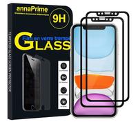 Pour Apple iPhone 11 6.1"": Lot - Pack de 2 Films de protection d'écran Verre Trempé Plein écran de Couleur - NOIR