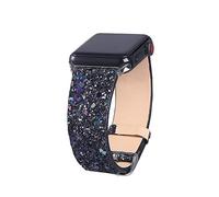 pour Apple Watch Band 38 mm 42 mm, Cuir iWatch Sangle Extreme Deluxe Strass Bling Paillettes Bracelet en Cuir pour Apple Watch Série 1, série 2, série 3 Sport Edition 42 mm Noir