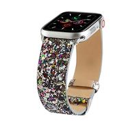 pour Apple Watch Band 38 mm 42 mm, Cuir iWatch Sangle Extreme Deluxe Strass Bling Paillettes Bracelet en Cuir pour Apple Watch Série 1, série 2, série 3 Sport Edition 38 mm PW Silver