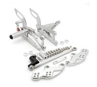 pour Aprilia pour RS125 pour E5 + ABS 2025 CNC en Aluminium Réglable Moto Ensemble Arrière Repose-Pieds Pédale Repose-Pieds Cale Pied Moto(Silver)