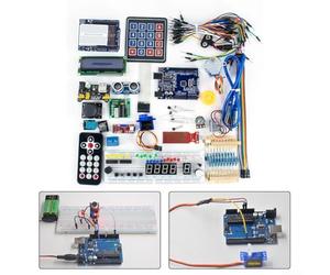 Pour Arduino compatible R3 avec tutoriel, kit d'apprentissage électronique pour débutants, comprend un module d'alimentation de platine d'expérimentation et un capteur pour les projets de robotique de