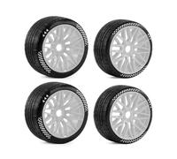 Pour ARRMA 1/7 Pour Felony Pour Infraction 6S Pour FS Pour Racing Pour Mustang GT 17mm Roue Hexagonale Décalée Jeu Pneus RC 2 Pièces Avant Arrière Rc Modèles Composants(White)