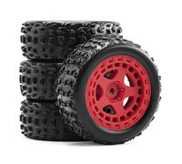 Pour Arrma 2S Pour Typhon Pour Grom 1/18 4 Pneus En Caoutchouc De 69 Mm Hexagonaux De 12 Mm Pièces Et Accessoires Pour Voiture Télécommandée RC Pneus Roues(Red)