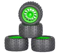 Pour Arrma Pour Granite Pour Typhon Pour Grom 1/18 4 Pneus Tout Terrain 74 Mm Hexagones 12 Mm Pièces De Mise À Niveau Pour Véhicules RC RC Voiture Roues(Green)
