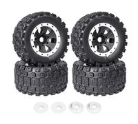 Pour Arrma Pour Kraton 8s Pour Arrma Pour Traxxas Pour X-Maxx 1/5 Voiture Radiocommandée 4 Pièces Pneus Et Jantes En Caoutchouc Hexagonaux 211 Mm X 24 Mm Pièces Rechange(Silver)