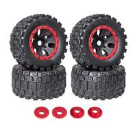 Pour Arrma Pour Kraton 8s Pour Arrma Pour Traxxas Pour X-Maxx 1/5 Voiture Radiocommandée 4 Pièces Pneus Et Jantes En Caoutchouc Hexagonaux 211 Mm X 24 Mm Pièces Rechange(Red)