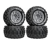 Pour Arrma Pour Traxxas Pour Big Pour Rock Pour Granite Pour VORTEKS 3S Pour Rustler 1/10 4 Pièces Pneus MX 2.8 "avec Adaptateur Hexagonal 12mm RC RC Jouets Réparations(Grey)