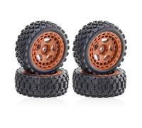 Pour Arrma Pour Typhon Pour GROM 2S 1/18 4 Pneus En Caoutchouc De 69 Mm Avec Jantes En Plastique Pour Voiture RC RC Voiture Roues(Brown)