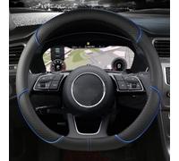 pour Audi A1 8X A2 A3 Q3 Q5 Q2 A4 A5 A6 Avant Auto Accessoires Microfibre Cuir Sport Voiture Volant Couverture Antidérapant(D Shape Blue)