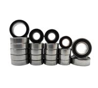 Pour Axial AX10 Pour SCX10 Dingo Honcho 1/10 RC Crawler Car 22Pcs Noir Caoutchouc Scellé Métrique Chrome Acier Roulement À Billes Ensemble Complet RC Roulement Billes