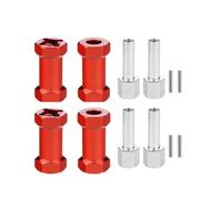 Pour Axial Pour SCX10 D90 1/10 4 Pièces 12 Mm Entretoise Roue Moyeu Hexagonal Adaptateur Coupleur 25 Mm Composants D'extension Pièces Chenille RC PièCes Rc(Red)