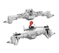 Pour Axial Pour SCX10 II 90046 90047 D90 Pour Rock 1/10 Essieu Avant Arrière CNC Alliage D'aluminium RC Crawler Engrenage Hélicoïdal Essieux RC(Silver,1set)