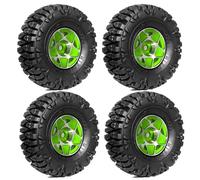 Pour Axial Pour SCX24 AX24 Pour TRX4M Pour FCX24 1/18 1/24 Lot De 4 Pneus Et Jantes Beadlock En Aluminium De 2,5 Cm Pour Chenilles RC RC Voiture Roues(Green)