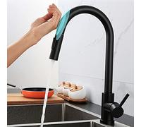 pour Bar Farmhouse Commercial, Faucet de capteur TOT Out Sort Out Out Out, Induction Smart Coupe À Chaud Chaude, RABECES DE Liver (Couleur: Noir) Le
