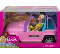 pour Barbie Buggy decapotable de Plage Rose + 2 poupées Mannequin - Voiture Tout Terrain 4x4 - Set véhiculé Jouet Fille et Carte Offerte