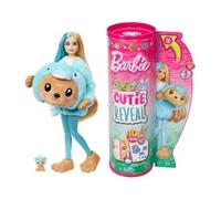 pour Barbie - Coffret Poupee Blonde Costume Peluche Ourson Dauphin, 10 Surprises - Serie Color Reveal - Set Jouet et Carte Animal