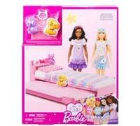 Pour barbie ma premiere poupee - coffret dodo soiree pyjama - mobilier lit rose chambre - set accessoires maison et carte Rose