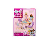 Pour Barbie Ma Premiere poupee - Coffret Repas Gouter Patisserie - Avec table chariot, chaises ours, accessoires