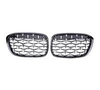 Pour BMW Pour X1 F48 F49 Voiture Diamant Calandre Avant Calandre De Course 2016-2019 Grilles Accessoires Grilles Voiture Style Grilles Grille de Devant(Black and Silver)