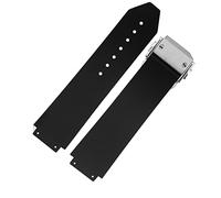 pour Bracelet Hublot BIG BANG Bracelet de Montre Authentique Boucle en Acier Inoxydable Outil Gratuit Nouveau Bracelet de Montre en Caoutchouc en Silicone Noir pour Hommes 25 * 19mm (Couleur : Black