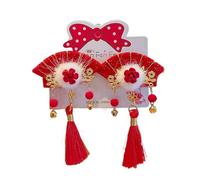 Pour capellicinese Nouvel An - Ach de cheveux rouges avec glands longs, clips de cheveux pour filles et femmes, épingles à cheveux traditionnelles chinoises pour célébrations, festivals, fêtes de