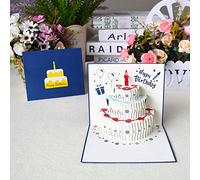 Pour cartes à gâteau, cartes d'anniversaire, cadeaux d'anniversaire, carte postale, salutations avec enveloppe, cadeaux de voeux