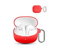 Pour casque sans fil Baseus Bass EP10 Pro, coque de protection daunke en silicone souple, étui doux pour la peau, avec mousqueton, protection complète, rouge