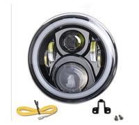 Pour CB 400 500 1300 Pour Hornet 250 600 900 Pour VTR250 Phare LED Rond De 7 Pouces Avec Yeux D'angle DRL Halo 7" Phare Avant Moto(Black White Halo B)