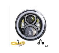 Pour CB400 CB500 CB1300 Pour Hornet 250 600 900 Pour VTEC VTR250 Phare LED Rond De 7 Pouces Avec Yeux D'angle DRL Halo 7" Phare Avant Moto(1*Black White Halo B)