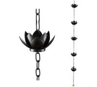 pour chaîne Écoulement Eau Lotus Fer pour robuste 1, pour chaîne | Fer pour robuste traité, résistance intempéries, finition noire mate, installation pour facile, longue durée