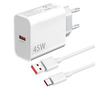 Pour Chargeur Xiaomi 45W,Chargeur Rapide avec Cable pour Xiaomi 14 15 13 Lite/14T 14C/13 Pro/13T 12T/12/11T 10T,Redmi Note 14 13 12 Pro/11/10 11S 10S,Poco X7 X6 X5 F7 F5 M7 M6 M5S,C75 C65 Turbo Charge